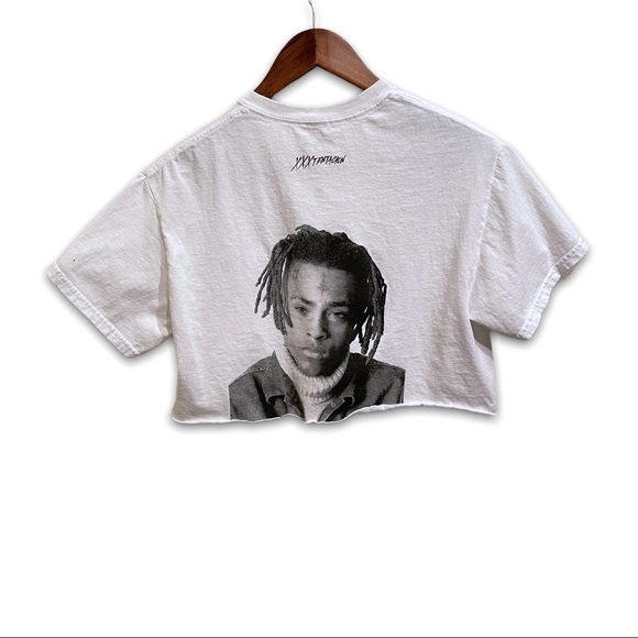 Source Unknown Tops - XXXTentacion Gone But Not Forgotten Double Sided Graphic Cropped Shirt Medium